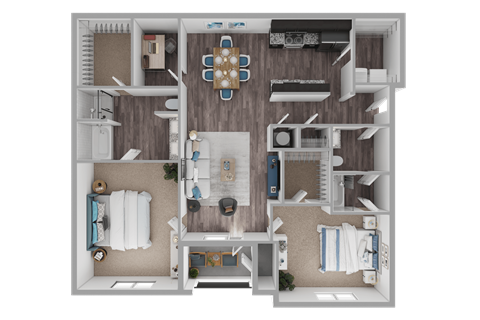 Floor plan for 2 beds, 2 baths, 1622 sqft